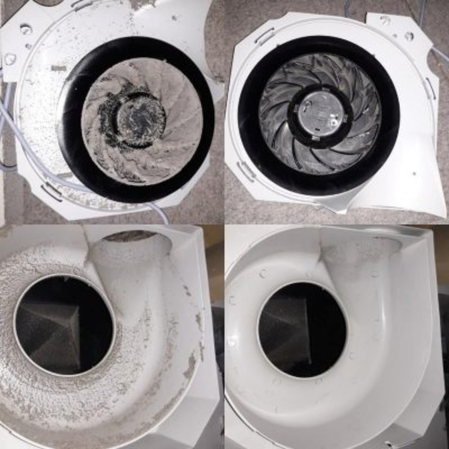 Ventilator voor en na reiniging